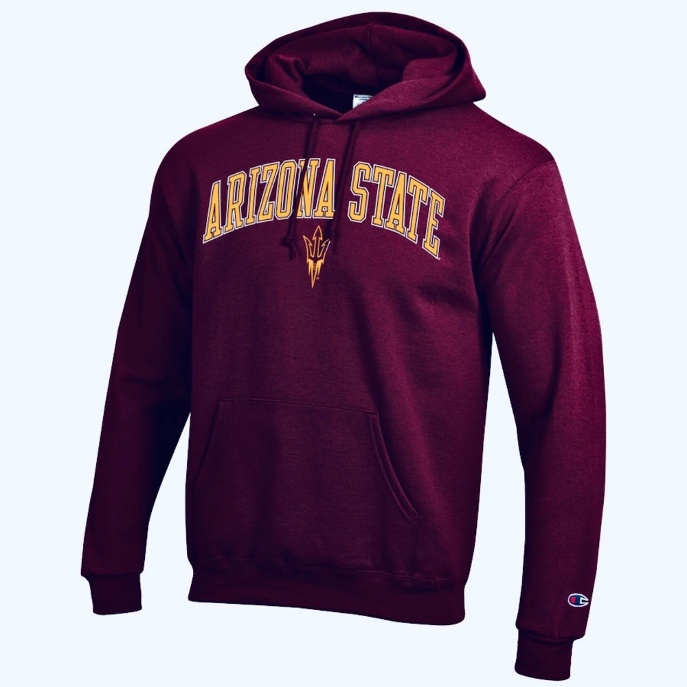 CHAMPION Arizona State Hoodie With Forks Up Logo Maroon Gold